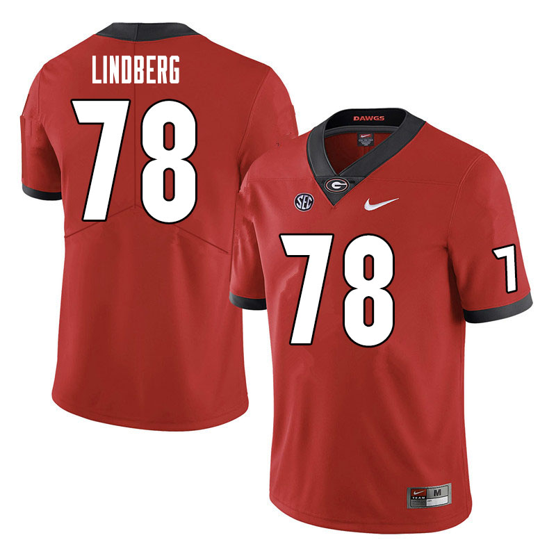 Men #78 Chad Lindberg Georgia Bulldogs College Football Jerseys Sale-Red - Click Image to Close